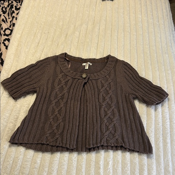 Aeropostale Sweaters - Vintage Aeropostale Brown Cable-Knit Short Sleeve Cardigan